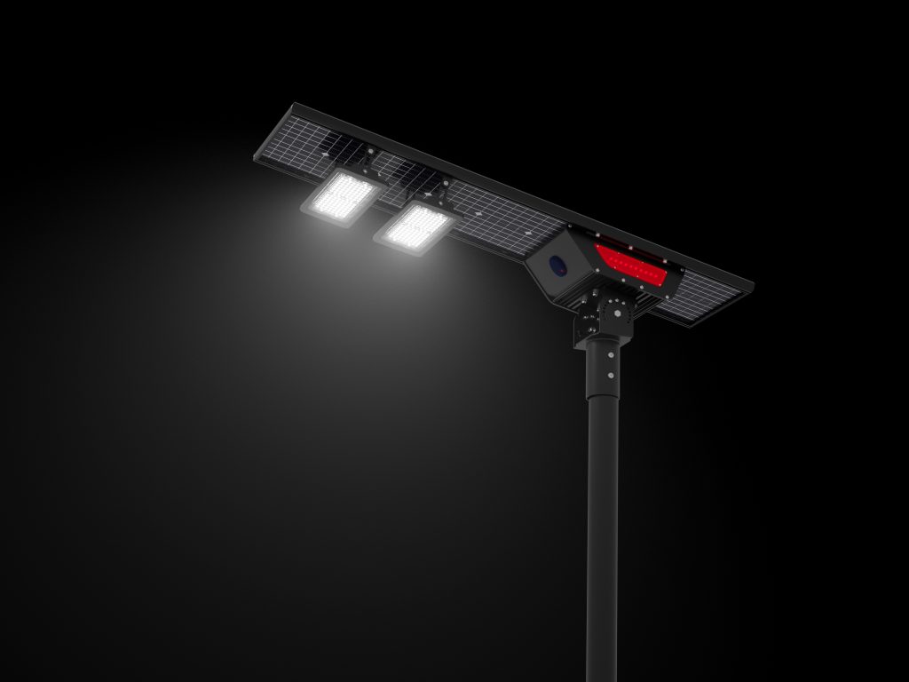 Double-sided solar panel LED street light