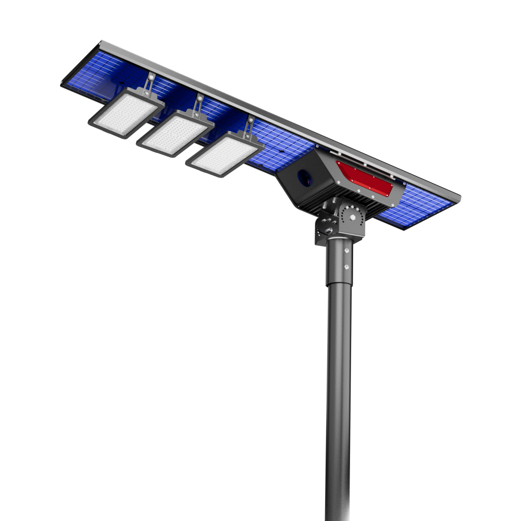 Double-sided solar panel LED street light 