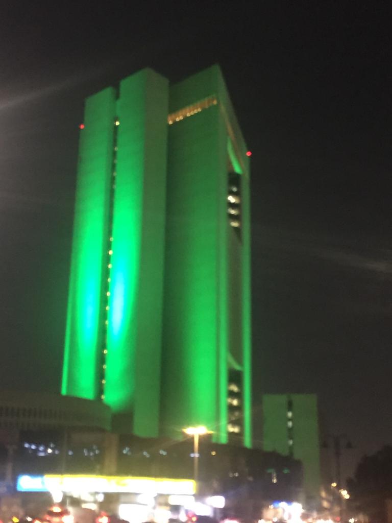 Saudi Arabia Jeddah SNB bank 1000w green color flood light project