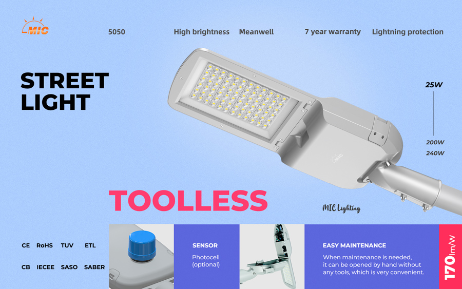 Toolless photocell sensor led street light MSL-F-3